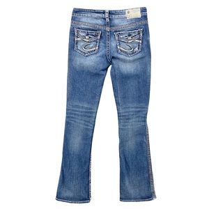 Women’s Blue Bootcut Jeans with Embroidered Back Pockets